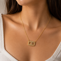 Luxury Gold-Tone Designer-Inspired Crystal Pendant Necklace | Stainless Steel Adjustable Necklace for Women