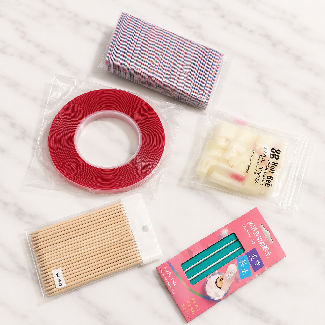 Professional Nail Extension Accessories Bundle – Files, Tips, Tape & Nail Tools