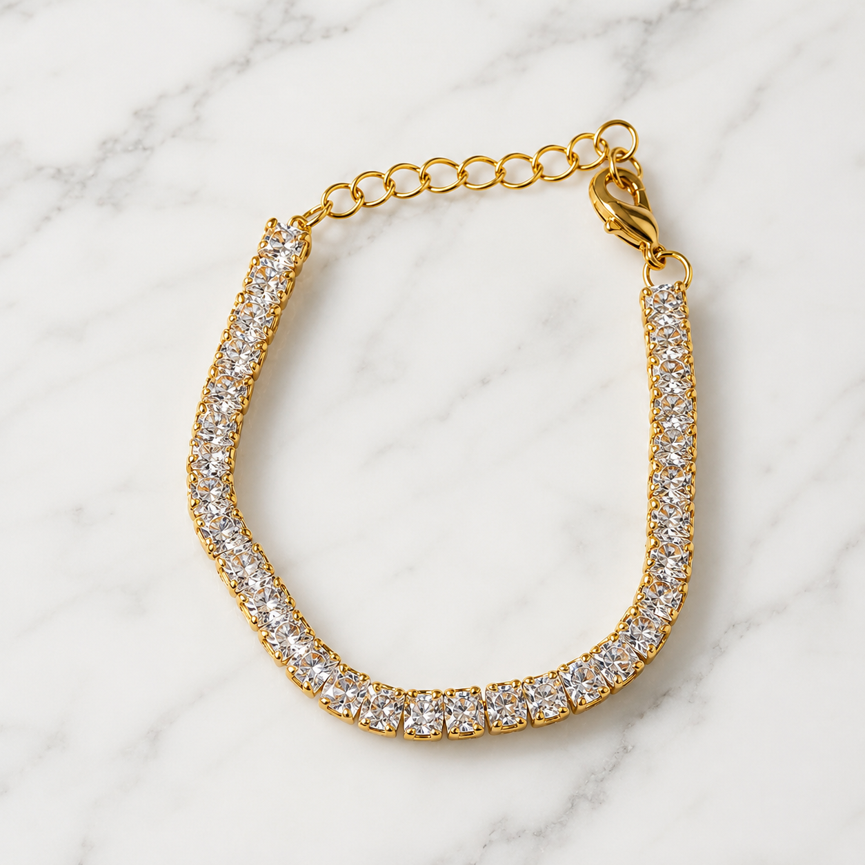 Luxury Gold-Tone Tennis Bracelet with Brilliant Round-Cut Cubic Zirconia
