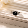Vintage Black Dial Clock Ring – Adjustable Silver Statement Ring | Retro Unisex Fashion Jewelry