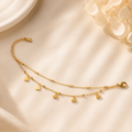 Elegant Double Layer Heart Charm Bracelet – Gold Plated Stainless Steel | Adjustable