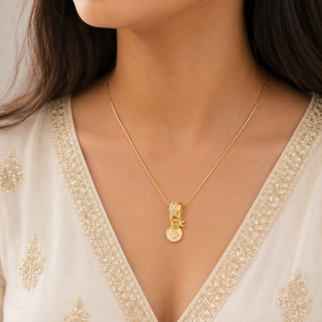 Celestial Charm Gold Pendant Necklace