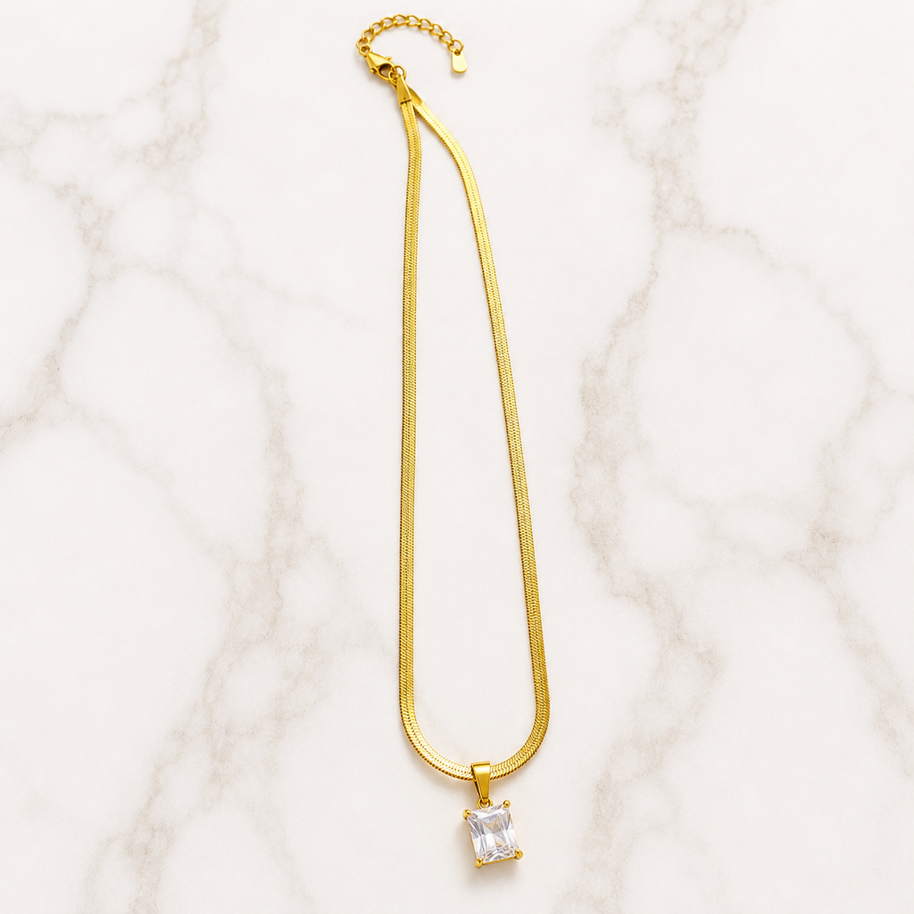 Radiant Solitaire Gold Pendant Necklace