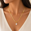 Radiant Solitaire Gold Pendant Necklace