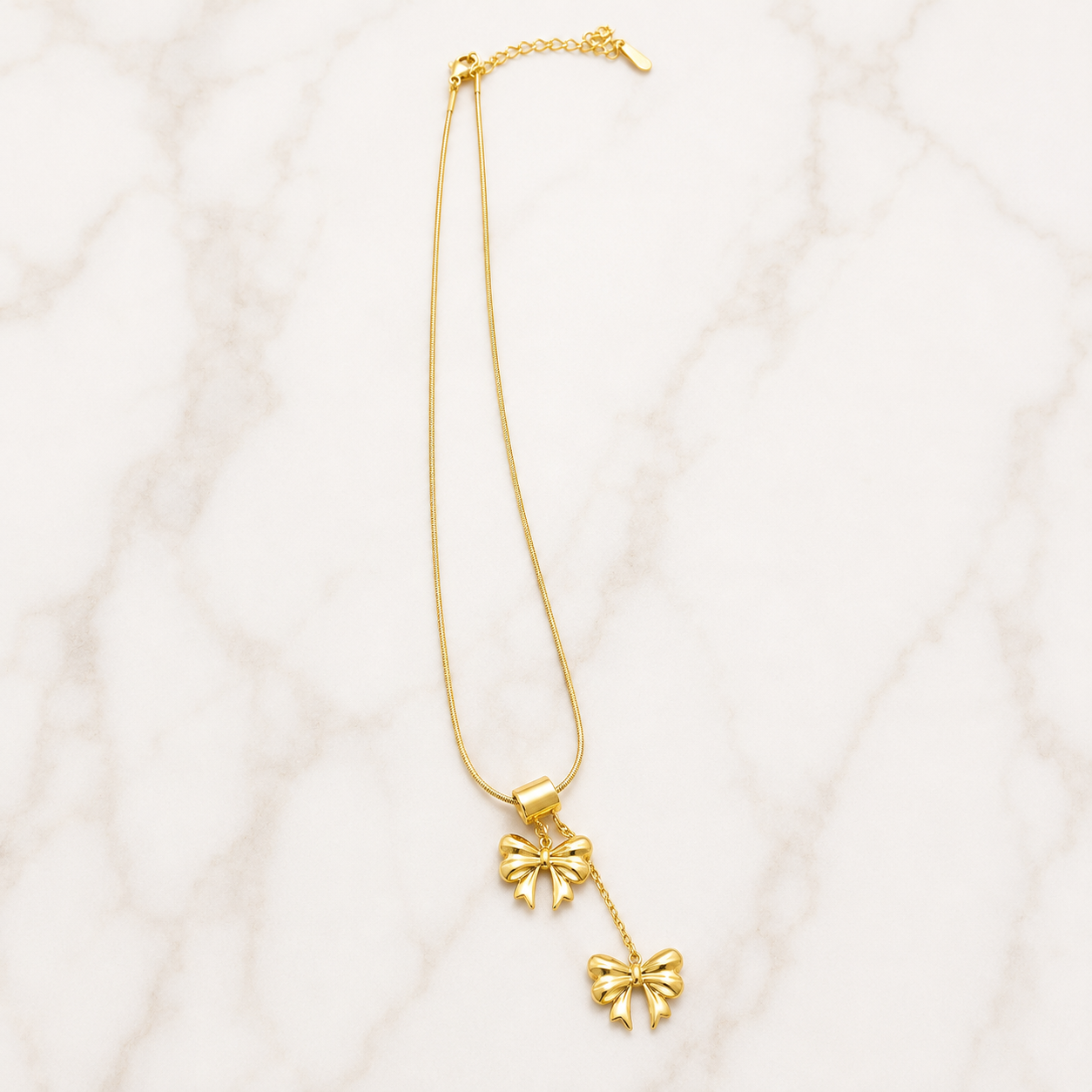 Golden Bow Charm Pendant Necklace