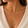 Emerald Heart Drop Gold Necklace