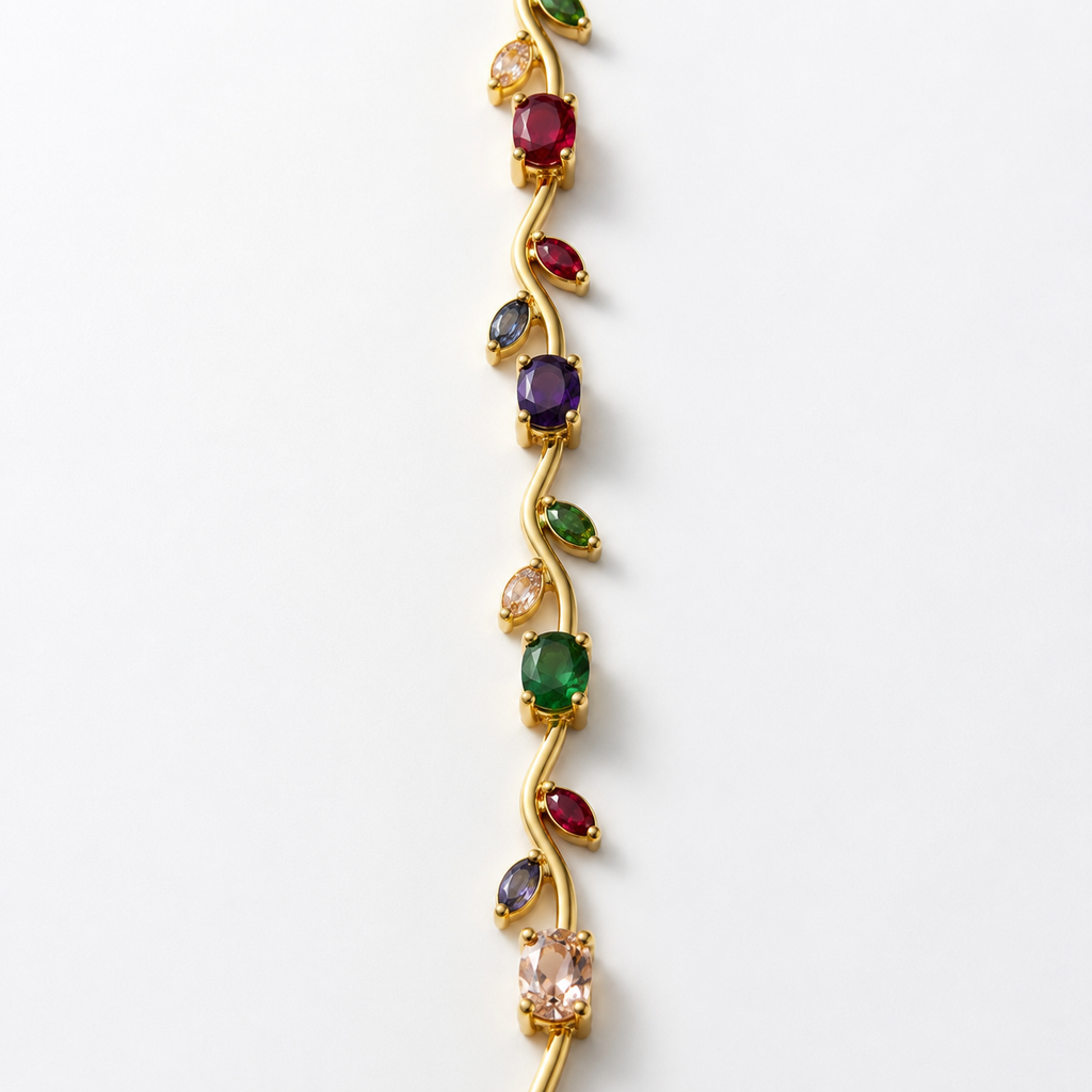 Elegant Tulip Crystal Bracelet for Women – Gold-Plated Stainless Steel