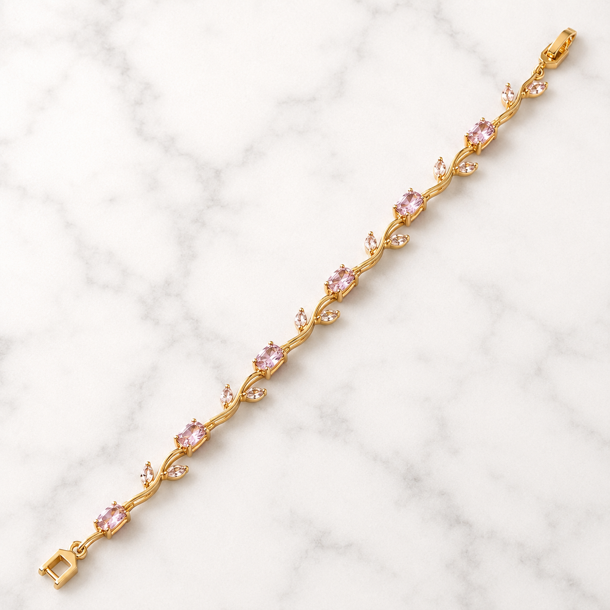 Elegant Tulip Crystal Bracelet for Women – Gold-Plated Stainless Steel