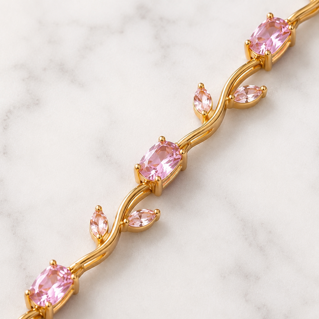 Elegant Tulip Crystal Bracelet for Women – Gold-Plated Stainless Steel