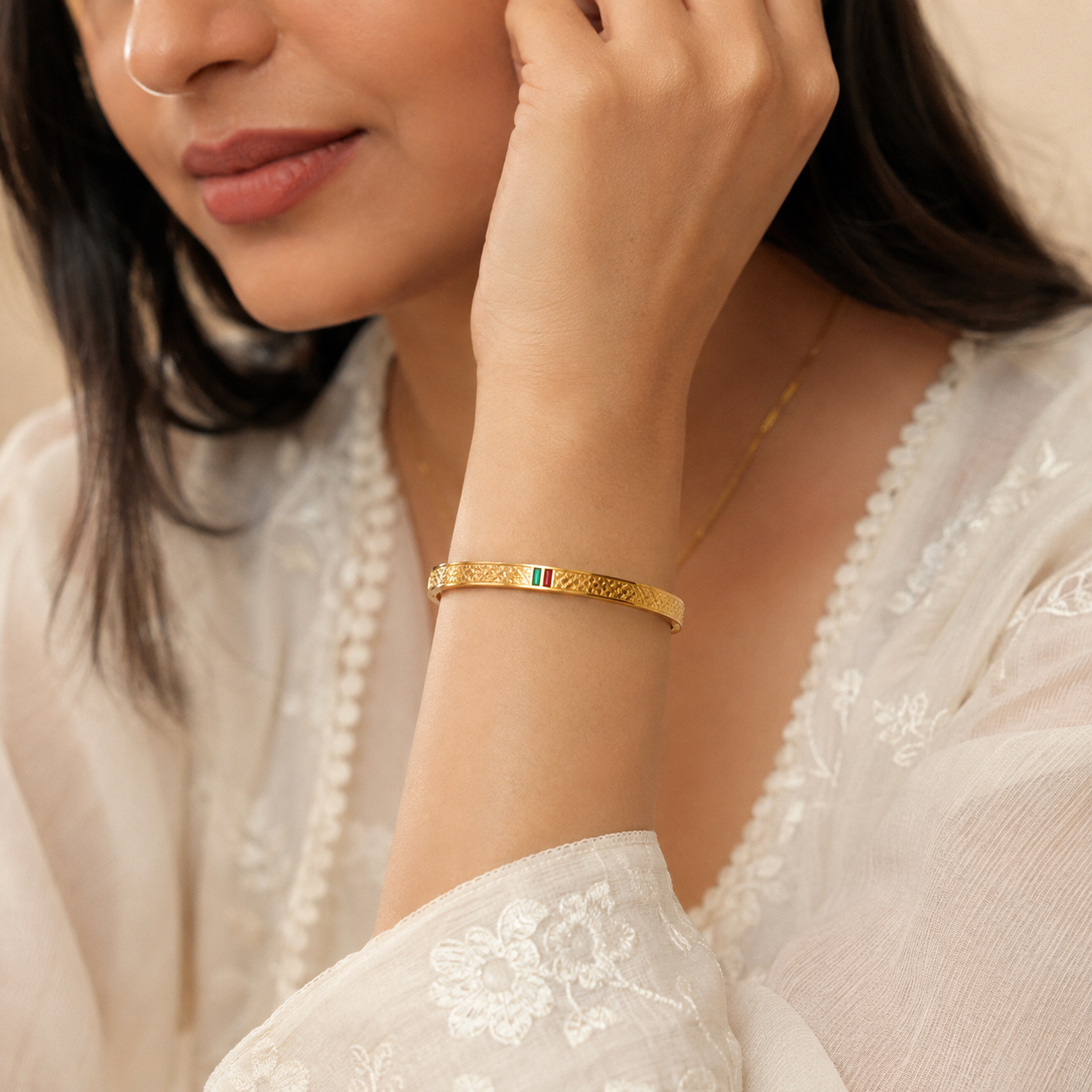 Elegant Gold-Tone Hinged Bangle Bracelet | Minimalist Stainless Steel Kada for Women