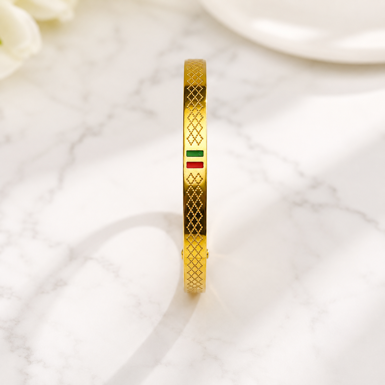 Elegant Gold-Tone Hinged Bangle Bracelet | Minimalist Stainless Steel Kada for Women