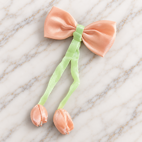 12 Colors | Tulip Bow Ribbon Hair Accessory – Elegant Floral Bow Hair Clip