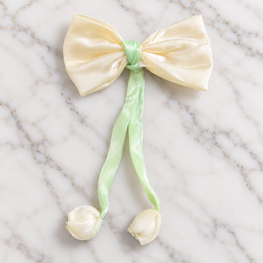 12 Colors | Tulip Bow Ribbon Hair Accessory – Elegant Floral Bow Hair Clip