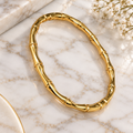 Gold-Tone Bamboo Link Bangle – Elegant Minimalist Bracelet