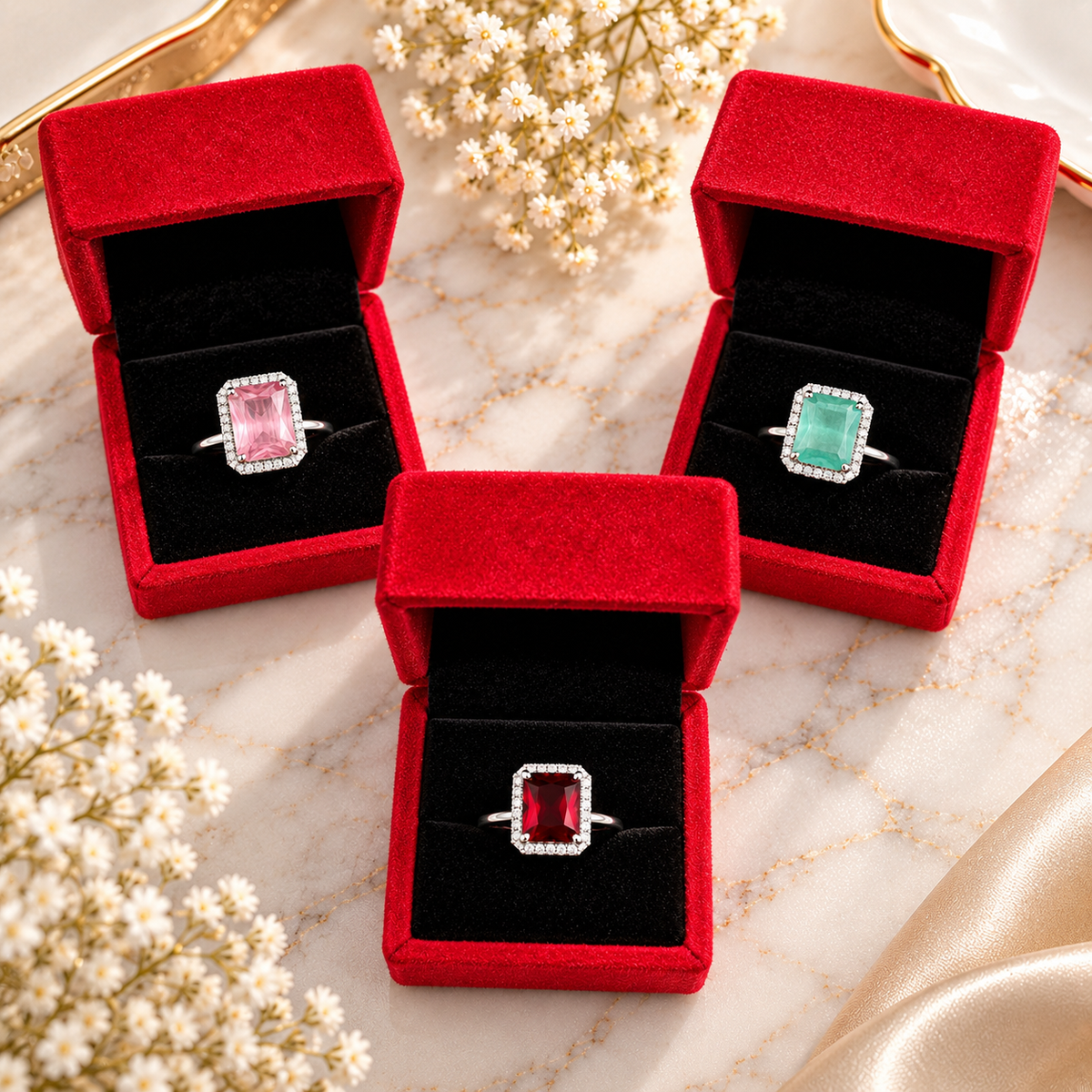 3 Types Of Elegant Cushion-Cut Gemstone Rings – Crystal Halo Statement Ring Collection