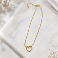 Gold Heart Chain Necklace – Minimalist Stainless Steel Gold-Plated Heart Pendant Necklace for Women