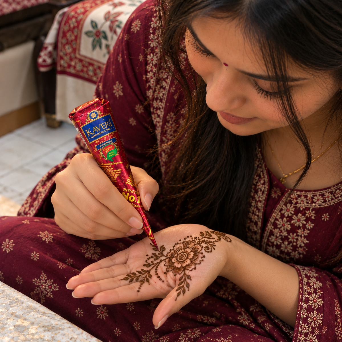2 Kaveri Mehendi Cones – Rich Colour Henna for Hands & Feet