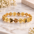 Gold Floral Flower Link Bracelet – Elegant Statement Jewelry