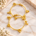 Traditional Gold-Tone Choodian Bangles with Bell Charms – Pair